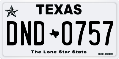 TX license plate DND0757