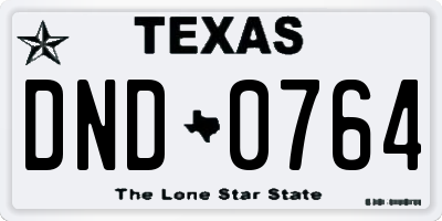 TX license plate DND0764