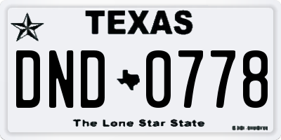 TX license plate DND0778