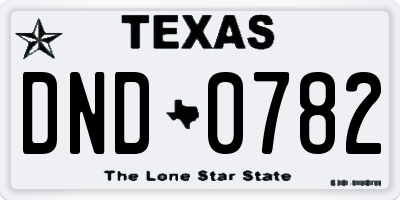 TX license plate DND0782