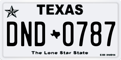 TX license plate DND0787