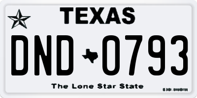 TX license plate DND0793