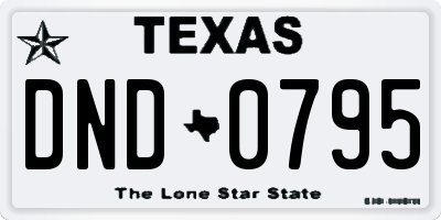 TX license plate DND0795