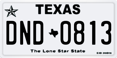 TX license plate DND0813