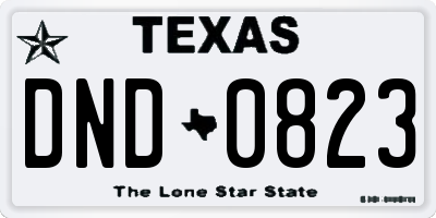 TX license plate DND0823