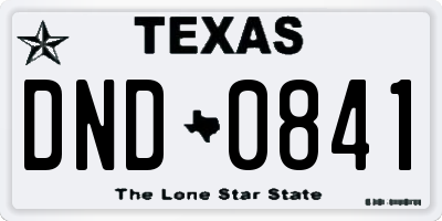 TX license plate DND0841
