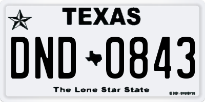 TX license plate DND0843