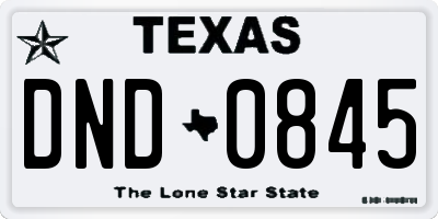 TX license plate DND0845