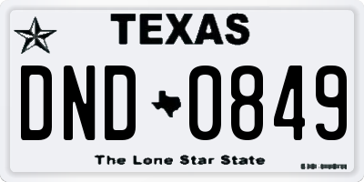 TX license plate DND0849