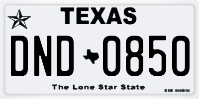 TX license plate DND0850