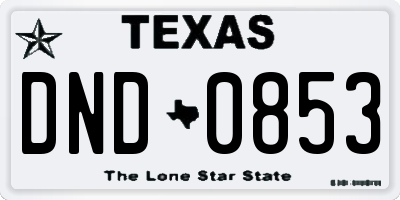 TX license plate DND0853