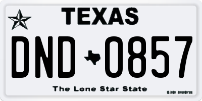 TX license plate DND0857
