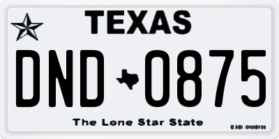 TX license plate DND0875