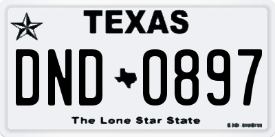 TX license plate DND0897