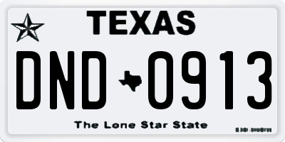 TX license plate DND0913