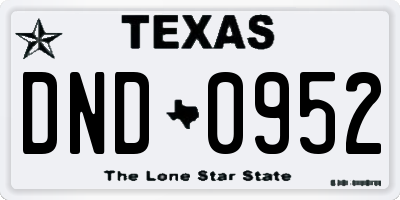 TX license plate DND0952
