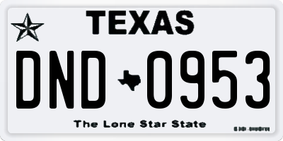 TX license plate DND0953