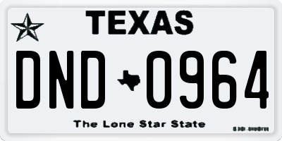 TX license plate DND0964