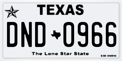 TX license plate DND0966