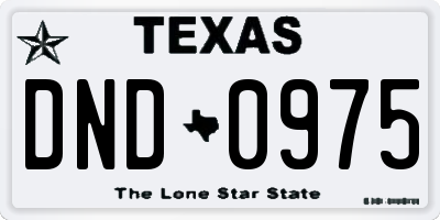 TX license plate DND0975