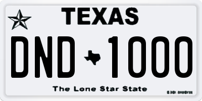 TX license plate DND1000
