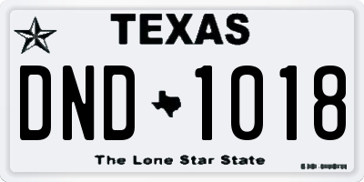 TX license plate DND1018