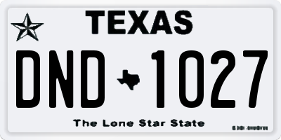 TX license plate DND1027