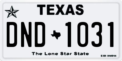 TX license plate DND1031