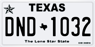 TX license plate DND1032
