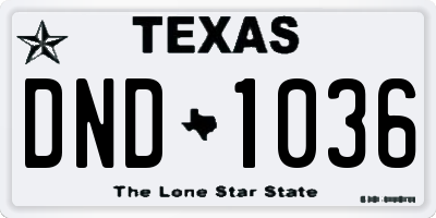 TX license plate DND1036