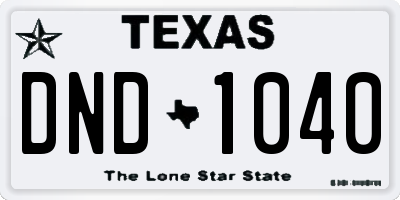 TX license plate DND1040