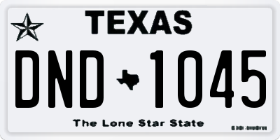 TX license plate DND1045