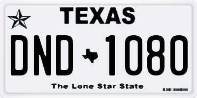 TX license plate DND1080