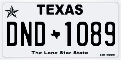 TX license plate DND1089