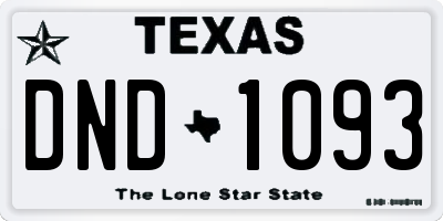 TX license plate DND1093