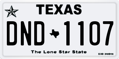 TX license plate DND1107