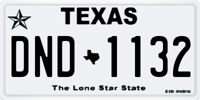 TX license plate DND1132