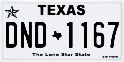 TX license plate DND1167
