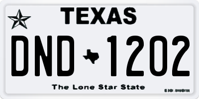 TX license plate DND1202