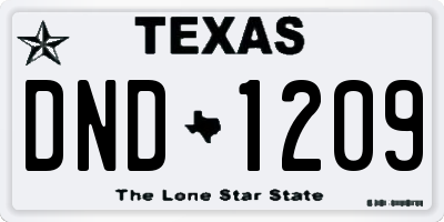 TX license plate DND1209