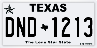 TX license plate DND1213