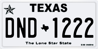TX license plate DND1222