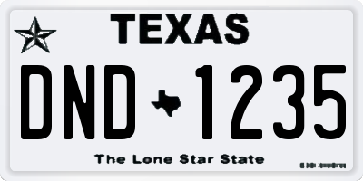 TX license plate DND1235