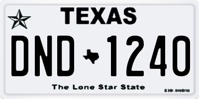 TX license plate DND1240