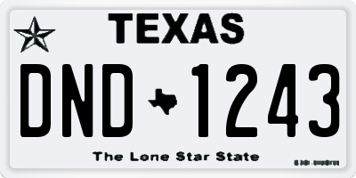 TX license plate DND1243