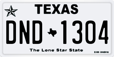 TX license plate DND1304
