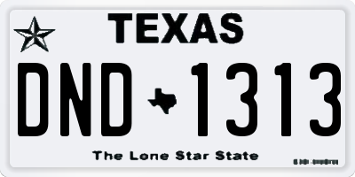 TX license plate DND1313