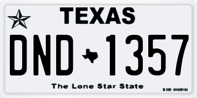 TX license plate DND1357