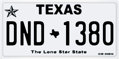 TX license plate DND1380
