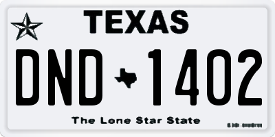 TX license plate DND1402